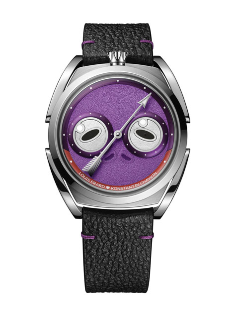 ルイ・エラールとコンスタンティン・チャイキンが衝撃的な作品を携え帰ってきました。かつて見たことのないカエルの王女様「Unfrogettable（アンフロゲッタブル）」の登場。スラヴ神話の生まれで、サムライの甲冑をまとい、スイスのジュラ山脈で製作されました。ケースは完全に作り直され、レギュレーターは生き物に生まれ変わりました。身に着けられる魔法の杖。チャイキンの独創的な発想とルイ・エラールの反骨精神によって作り出されたこの時計は、楽しさを超えた精密さ、狂気を超えた熟練の技で誰も望んでいなかったが、誰もが忘れられない作品です。