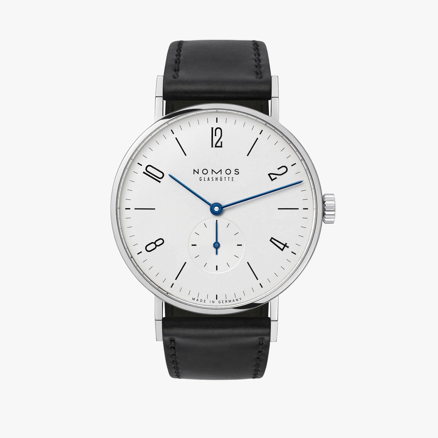 NOMOS GLASHÜTTE タンジェント 38 NM164 TN1A1W238 本当にハンサム： ケース径38ミリのノモスクラシックは、薄型ですがより男性的な腕元においても実に完璧なプロポーションでエレガントに見えます。信頼性の高い手巻きのクラシックキャリバー、ノモス DUW 4001が時を刻み、サファイアクリスタルガラスのケースバックから見ることができます。大きめのタイムピースは生涯持てる手作り品です。