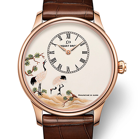 JAQUET DROZ
 Petite Heure Minute White Crane | ジャケ・ドロー プティ・ウール ミニット ホワイト・クレーン