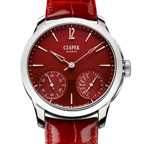 CZAPEK
 Quai des Bergues Ricochet Guilloche Rhubarb Red dial | チャペック ケ・デ・ベルク リコシェ・ギョーシェ ルバーブ・レッド ダイアル