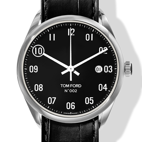 TOM FORD TIMEPIECES
 N.002 AUTOMATIC POLISHED STAINLESS STEEL CASE BLACK DIAL | トム フォード N.002 オートマチック ポリッシュド ステンレススティールケース ブラックダイアル