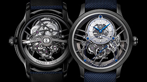 JAQUET DROZ(ジャケ・ドロー) 2019新作 モダンでマスキュリンなアイデンティティを結集した力強いブラックとブルーのテクニカルモデル「グラン・セコンド スケルトン セラミック」