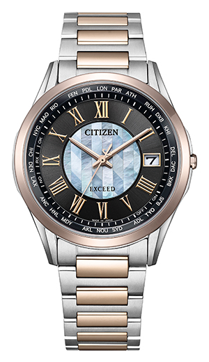 CITIZEN(シチズン) 2025新作 「シチズン エクシード」より、「誓いの矢」をテーマに、カットした白蝶貝を貼り合わせて矢羽根の模様を表現した限定モデルが登場!!