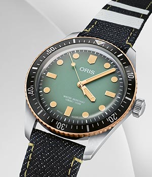 ORIS(オリス) 2020新作 オリスとデニムブランド「桃太郎ジーンズ」のコラボレーションウォッチが登場。「ダイバーズ65 オリスｘ桃太郎 特別モデル」