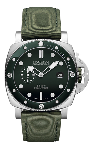 PANERAI(パネライ) 2022新作 サブマーシブル コレクションにeスティール™素材のモデルが登場。パネライ「サブマーシブル クアランタ クアトロ eスティール™」