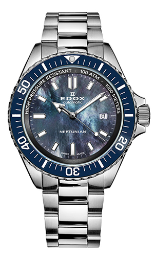 EDOX(エドックス) 2024新作 海の神を象った1,000m防水ダイバーズを彩る、ブラックMOP文字盤の日本限定モデル。エドックス「ネプチュニアン オートマティック ジャパン リミテッドエディション」