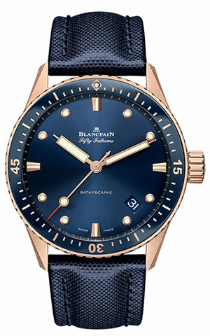 BLANCPAIN(ブランパン) 2020新作 ブルーダイアルにセドナ®ゴールドを組み合わせた、ブランパン「フィフティ ファゾムス バチスカーフ」