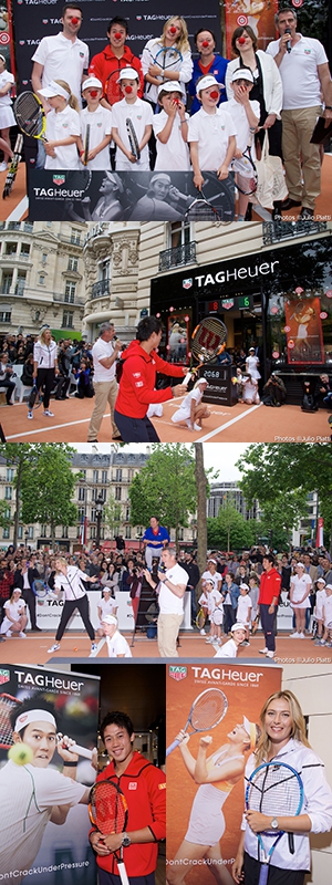 TAG Heuer(タグ・ホイヤー) パリのタグ・ホイヤー チャリティイベントに、錦織圭、マリア・シャラポワ、マイケル・チャンが登場!
