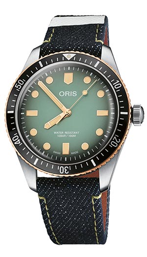 ORIS(オリス) 2020新作 オリスとデニムブランド「桃太郎ジーンズ」のコラボレーションウォッチが登場。「ダイバーズ65 オリスｘ桃太郎 特別モデル」