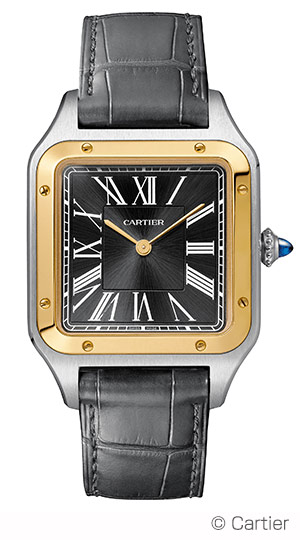 Cartier(カルティエ) 2020新作 サントス=デュモン自身が手がけた製図がケースバックにエングレービングされた。カルティエ「サントス デュモン」