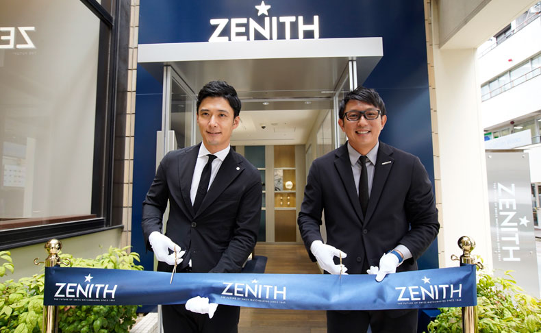 ZENITH(ゼニス) プロ野球選手の川﨑宗則さんが天神・西通りの「ゼニスブティック福岡」グランドオープンを記念して店舗前でテープカット披露！