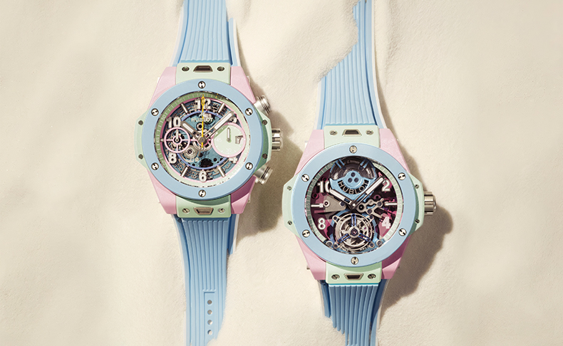 【新品】B-10　色が濃いめ、虹が綺麗で海底のような雰囲気のブルフロ ウブロ(HUBLOT) 2026新作 HUBLOT SUMMER：パステルセラミックの芸術
