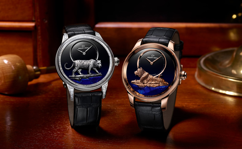 JAQUET DROZ(ジャケ・ドロー) 2022新作 中国の春節を祝う、寅年限定の3組のユニークなタイムピース。ジャケ・ドロー「プティ・ウール　ミニット　レリーフ　タイガー」「タイガー・オートマトン　オパール」