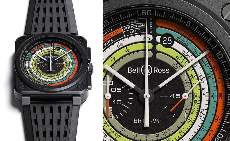 BELL & ROSS(ベル＆ロス) 2022新作 アスリートに向けて開発された、華やかでグラフィカルなクロノグラフ。ベル＆ロス「BR 03-94 MULTIMETER」