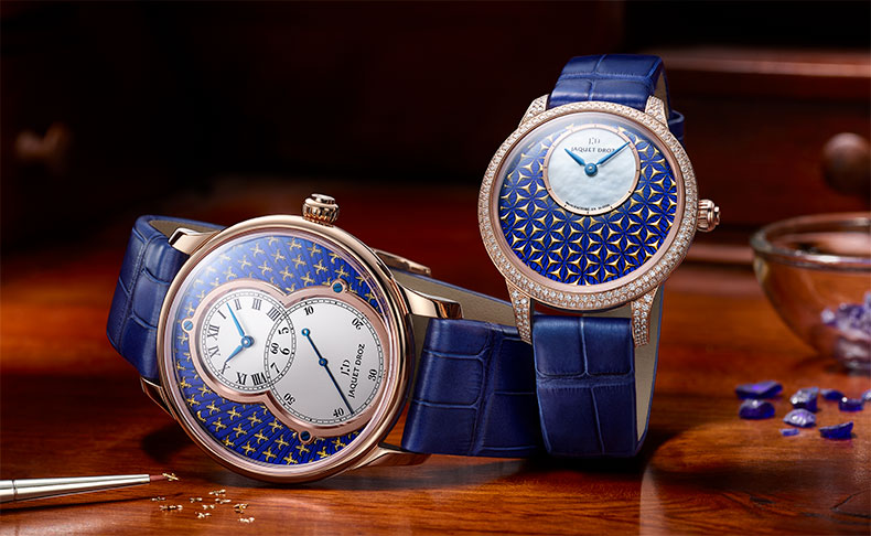 JAQUET DROZ(ジャケ・ドロー) 2020新作 世界限定でパイヨン装飾を継承した2つの新作。ジャケ・ドロー「グラン・セコンド パイヨン フルール・ド・リス」、「プティ・ウール ミニット パイヨン フルール・ド・ヴィ」