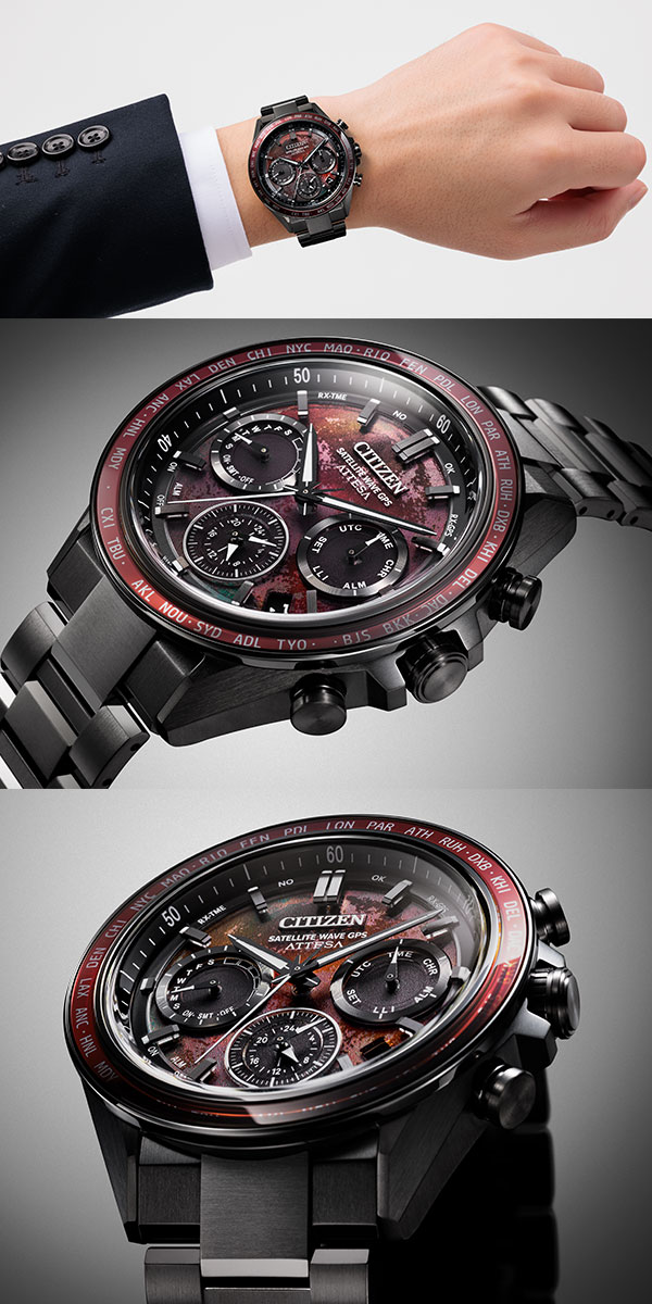 ATTESA(アテッサ) 2026新作 太陽、地球、月が一直線に並ぶ皆既月食をテーマにした、シチズン アテッサ「Shades of Red」
