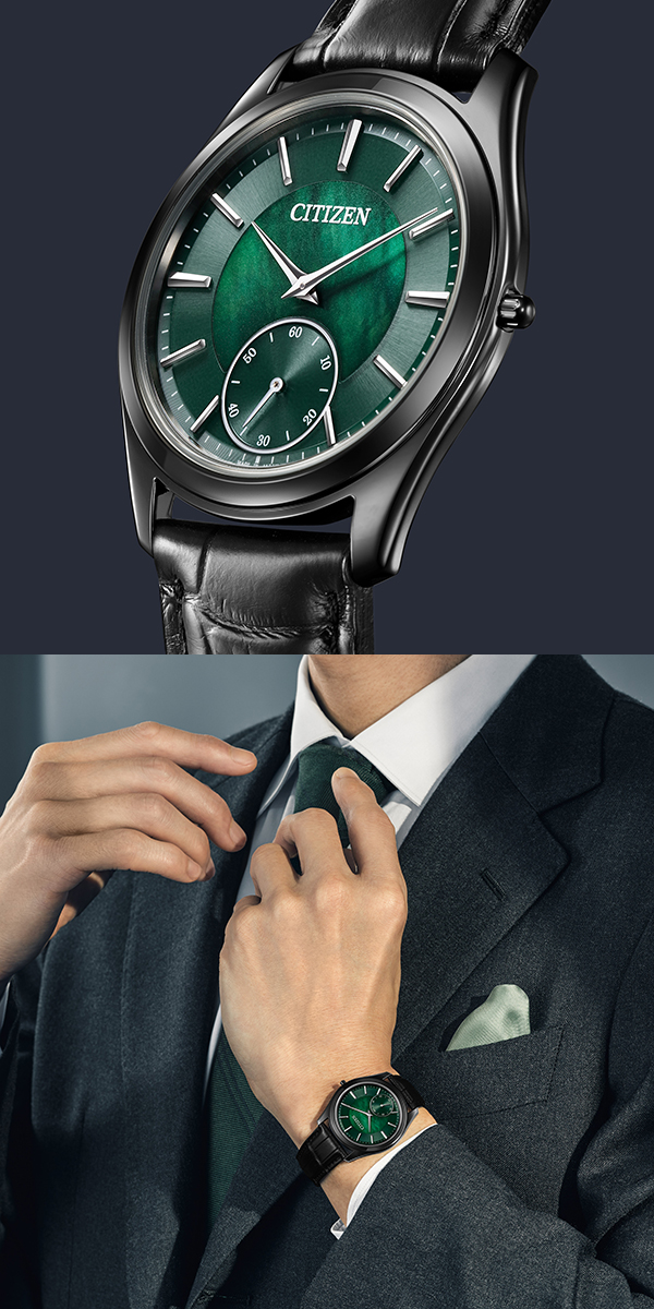 CITIZEN(シチズン) 2026新作 「シチズン エコ・ドライブ ワン」より、世界最薄1.00mmの光発電ムーブメントを搭載する、艶やかなグリーン文字板が映える、スモールセコンドを備えた限定モデルが登場