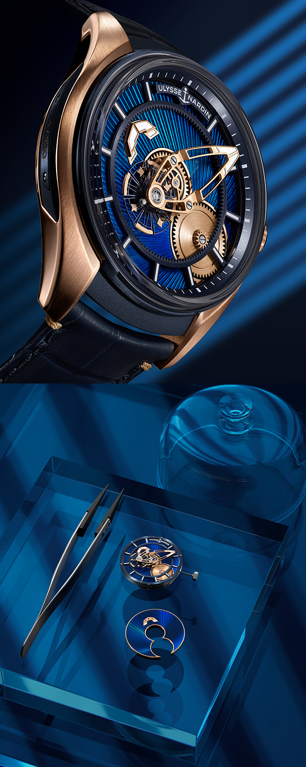 ULYSSE NARDIN(ユリス・ナルダン) 2025新作 伝統的な職人技と型破りな時計学が出会う場所、スイス、ル・ロックルの職人技で製作されるリミテッド・エディションモデル。ユリス・ナルダン「フリーク X ゴールド エナメル」