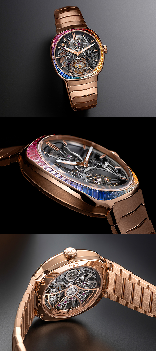 H.Moser & Cie.(H.モーザー) 2025新作 プレシャスなミニマリズム。H.モーザー「ストリームライナー・トゥールビヨン スケルトン レインボー」