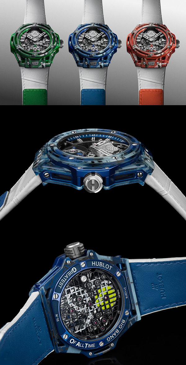 HUBLOT(ウブロ) 2026新作 史上最高の選手、ウブロアンバサダー ノバク・ジョコビッチへのオマージュ。3つのサーフェスと、ゲーム、セット、マッチのための時計3部作。ウブロ「ビッグ・バン トゥールビヨン ノバク・ジョコビッチ GOAT エディション」