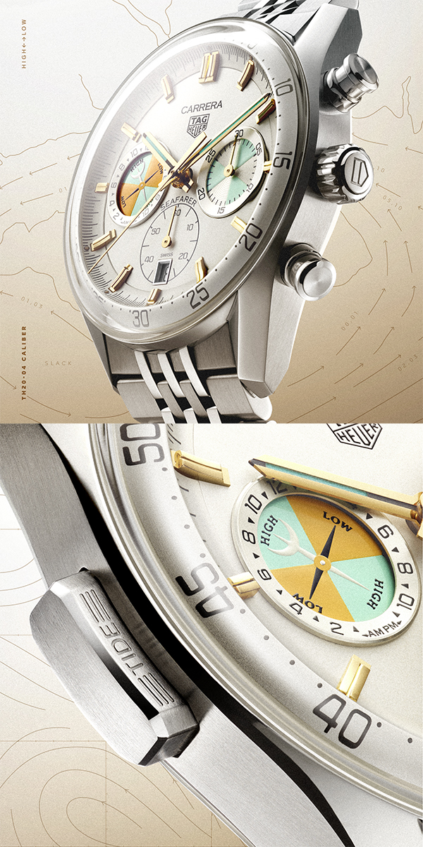 TAG Heuer(タグ・ホイヤー) 2026新作 タグ・ホイヤーの新たな航海の始まり、「タグ・ホイヤー カレラ クロノグラフ シーファーラー」。クラシックなセーリングウォッチの復活により海洋の歴史を継承