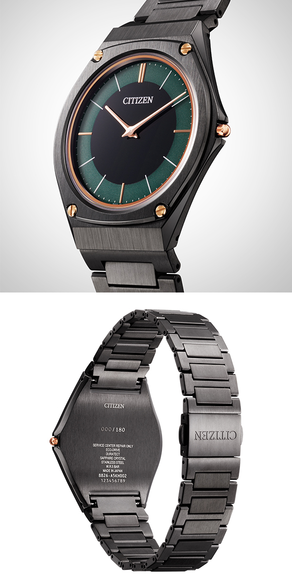 CITIZEN(シチズン) 2026新作 世界最薄1.00mmの光発電ムーブメントを搭載する「エコ・ドライブ ワン」に、ブラックとグリーンのコントラストが際立つ限定モデルが登場！