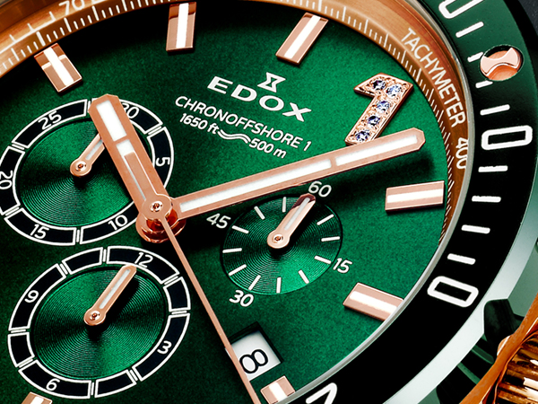 EDOX(エドックス) 2021新作 タフネスとエレガンスを併せ持つタイムピース。エドックス「クロノオフショア1」グリーンダイアル