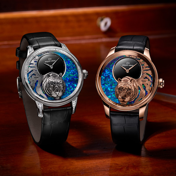 JAQUET DROZ(ジャケ・ドロー) 2022新作 中国の春節を祝う、寅年限定の3組のユニークなタイムピース。ジャケ・ドロー「プティ・ウール　ミニット　レリーフ　タイガー」「タイガー・オートマトン　オパール」