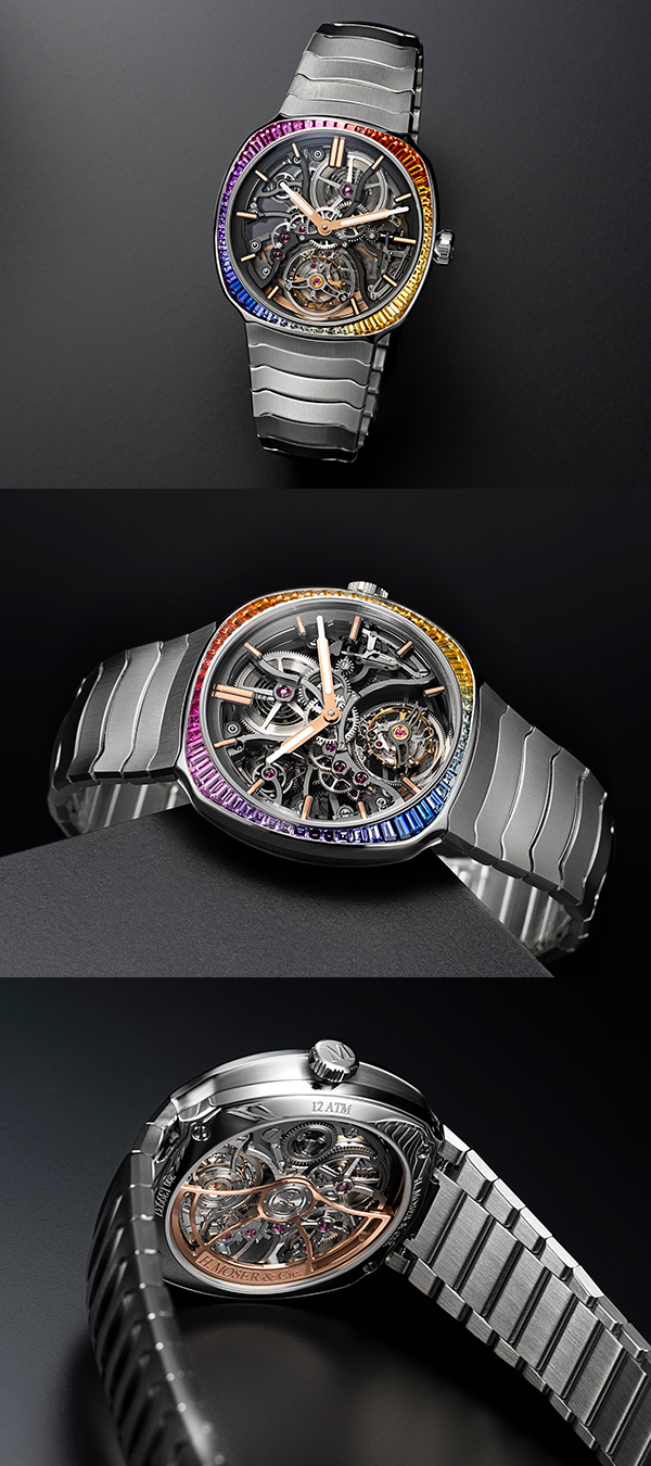 H.Moser & Cie.(H.モーザー) 2025新作 プレシャスなミニマリズム。H.モーザー「ストリームライナー・トゥールビヨン スケルトン レインボー」