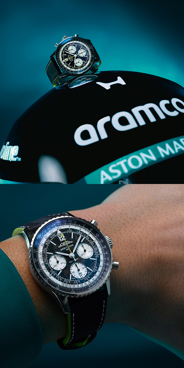 BREITLING(ブライトリング) 2026新作 ブライトリングとアストンマーティン、共通のレガシーに新たな火を灯す。ブライトリング「ナビタイマー B01 クロノグラフ 43 Aston Martin Aramco Formula One™ Team」