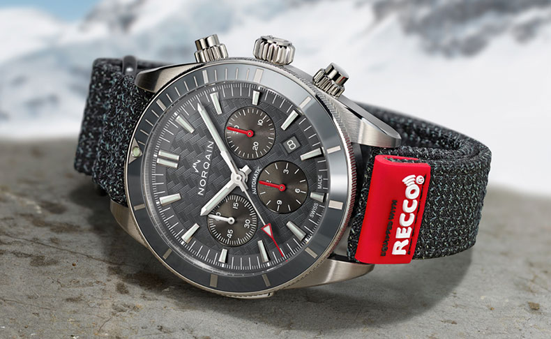 ノルケインから新たなRECCO®ストラップ付の「アドベンチャー スポーツ クロノ オー ト #nosnownoshow スペシャルエディション」が登場