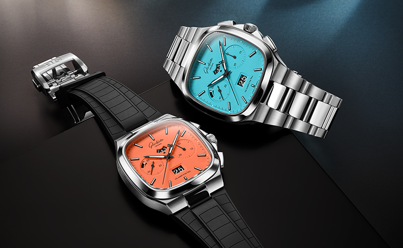 2022新作 グラスヒュッテ・オリジナル「セブンティーズ・クロノグラフ・パノラマデイト」からパワフルなカラーをまとった2つの新しいリミテッド・エディションが登場