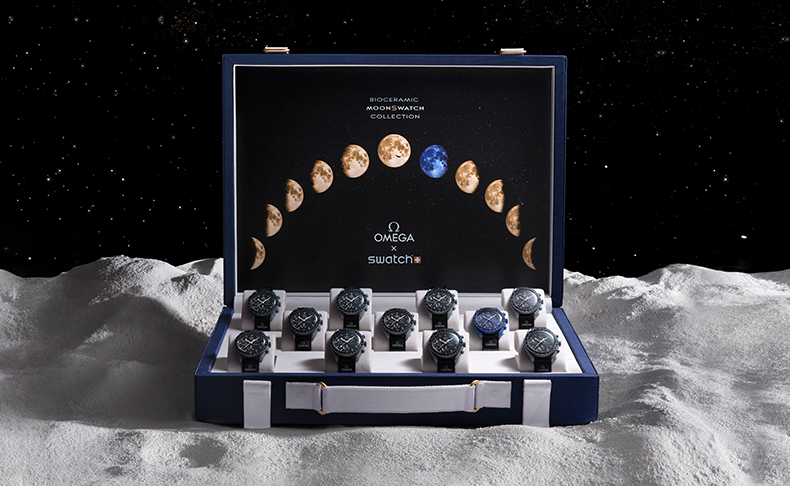 「ムーンスウォッチ ムーンシャイン ゴールド スーツケース」11点をオメガがオービスのためにサザビーズのオークションに出品、2024年2月11日まで銀座本店で展示中