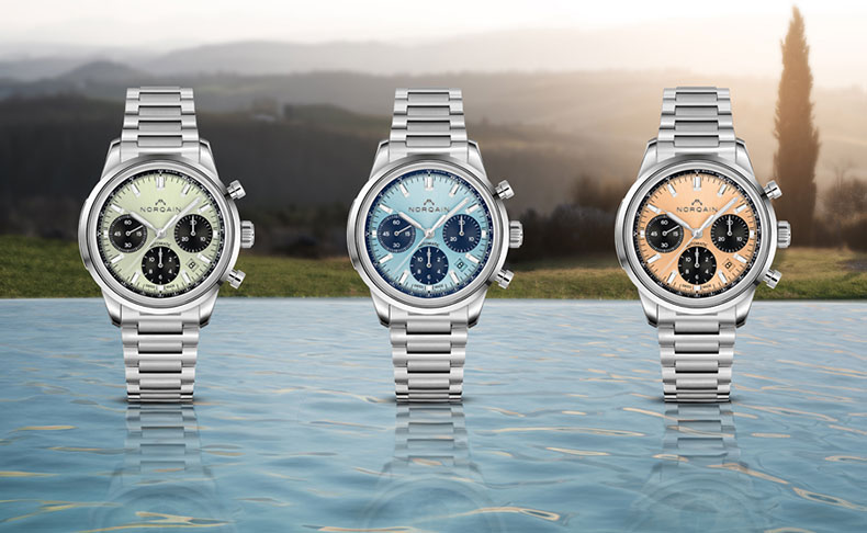 2024新作 トスカーナの情景をモチーフにした文字盤を備えた3つのヴィンテージ・スポーツウォッチ。ノルケイン「フリーダム 60 クロノ 40mm」