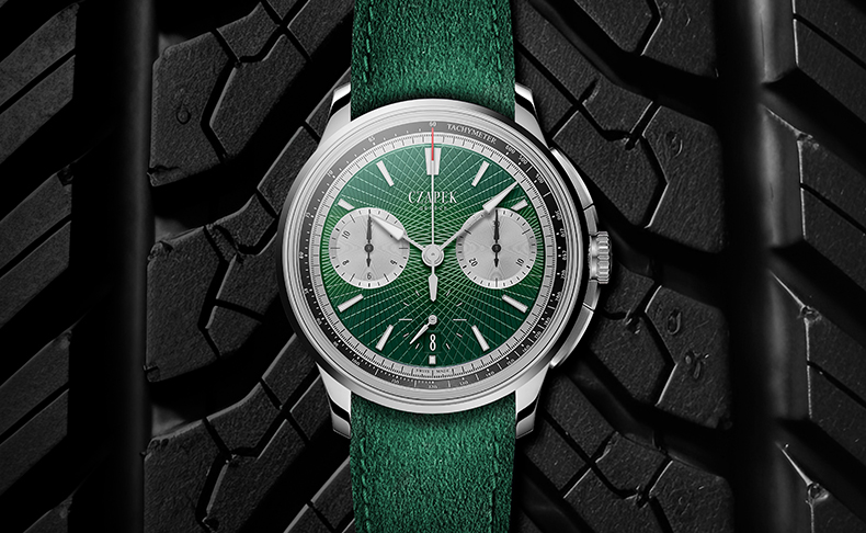2026新作 勝利を象徴する色彩。チャペック「フォーブル・ド・クラコヴィ “クロスロード” ヴィクトリー・グリーン クロノグラフ」