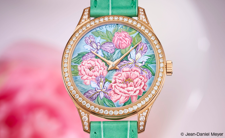 2021新作 メゾン ショパールのエナメル職人が有するノウハウがグラン・フー・エナメルの技法を称える。ショパール「L.U.C XP エスプリ ド フルリエ ピオニー」