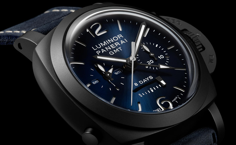2021新作 ルミノールの個性的なデザインと複雑機構への独自アプローチが融合した、パネライ「ルミノール クロノ モノプルサンテ GMT ブルーノッテ」