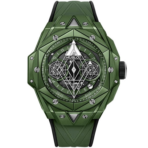 ウブロ　HUBLOT ビッグ・バン ウニコ サンブルーII グリーンセラミック 418.GX.5207.RX.MXM22