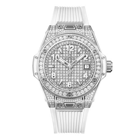 ウブロ　HUBLOT ビッグ・バン ワンクリック スチール ホワイト フルパヴェ 485.SE.9000.RW.1604