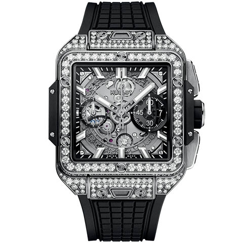 ウブロ　HUBLOT スクエア・バン ウニコ チタニウム パヴェ 821.NX.0170.RX.1604