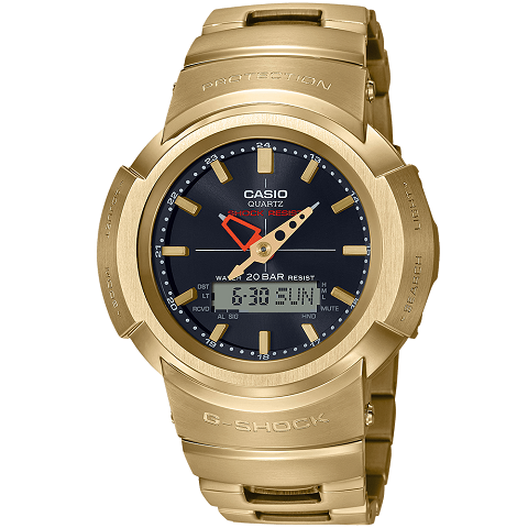 ジーショック　CASIO G-SHOCK フルメタル タフソーラー 電波時計 ワールドタイム Bluetooth搭載 AWM-500GD-9AJF