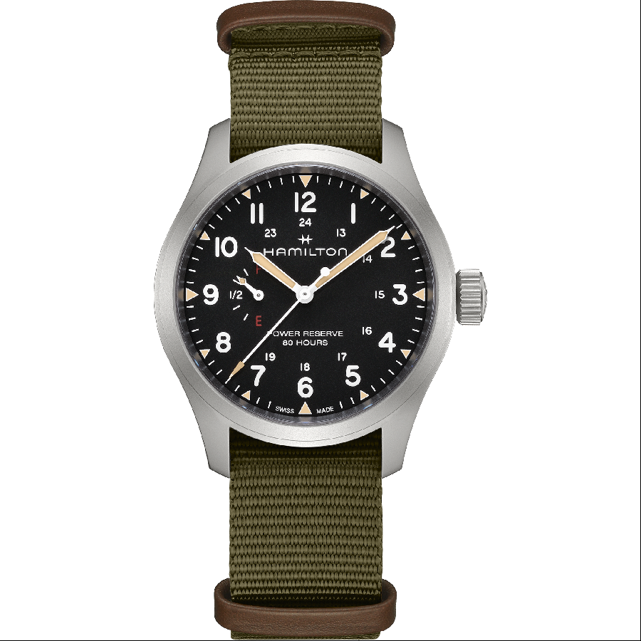 『HAMILTON▲061132』LB-945 ハミルトン メンズ 腕時計 黒文字盤 スクエア スモセコ クォーツ QZ SS 革ベルト カーキ フィールド Mechanical Bronze | Hamilton Watch - H69459510