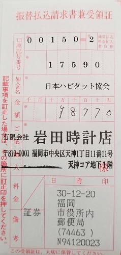 東日本大震災復興支援募金11月分