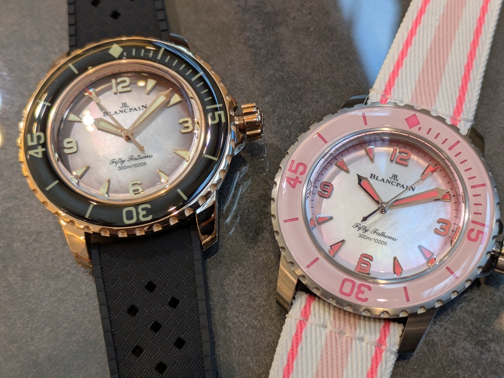  【ブランパン】希少モデルが集結、２つのマザーオブパールダイヤル_フィフティファゾムス オートマティック_5007 3644A B64B_5007 12B44R NAFA