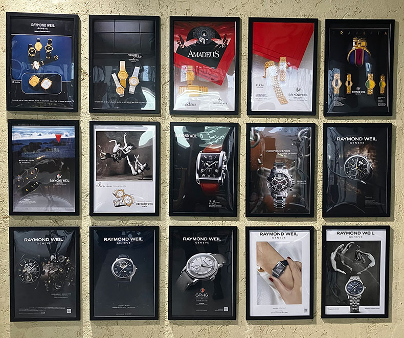 1976年の創業以来、世界各国の雑誌などで展開してきた広告ビジュアルを一同に集めて展示された。