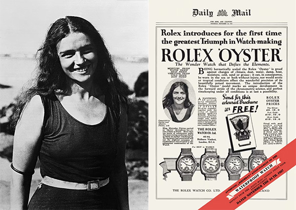 1927年、メルセデス・グライツという26歳の若きイギリス人秘書が「ロレックス オイスター」を腕に着用してイギリス海峡を泳いで渡った
