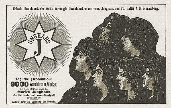 1903年頃の広告ヴィジュアルには、デザイン化された八角型の歯車と「J」を中心とした社名入りのマークが記されている