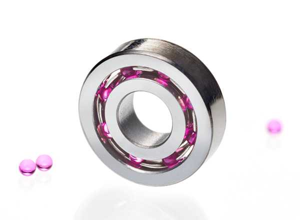 外形2.5mmのルビーボールベアリング(DEL-008)。