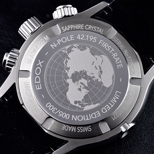 EDOX 42.195 クロノオフショア1 ノースポール 300限定 腕時計 SS ラバー メンズ